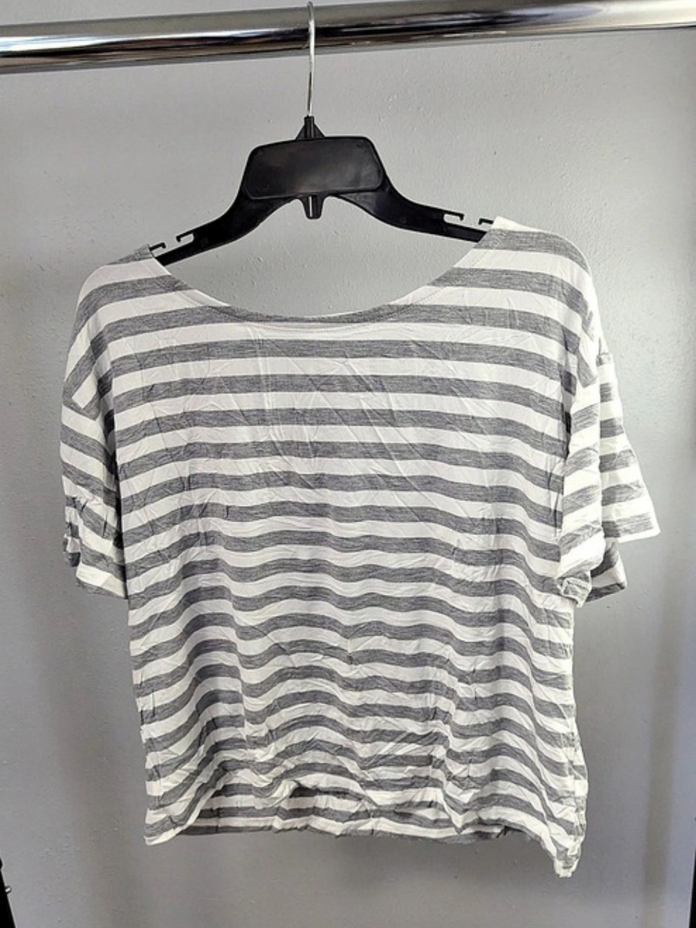 Gap Striped Short Sleeve Top Gray & White Size Large